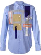Junya Watanabe Comme Des Garçons Man Patchwork Shirt, Men's, Size: Medium, Blue, Cotton/nylon
