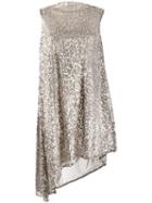 Halpern Sequined Asymmetric Dress - Silver