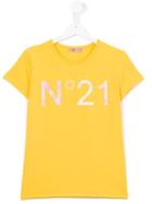 No21 Kids Logo Print T-shirt, Girl's, Size: 14 Yrs, Yellow/orange