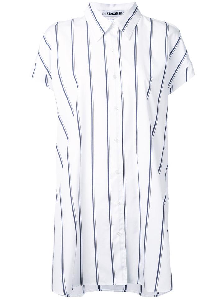 Mikio Sakabe Elongated Stripe Shirt, Women's, Size: Large, White, Cotton