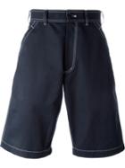 Comme Des Garçons Shirt Contrast Stitch Bermuda Shorts, Men's, Size: Small, Blue, Cotton