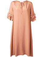 See By Chloé - Ruffled Cuff Dress - Women - Silk/viscose - 36, Nude/neutrals, Silk/viscose