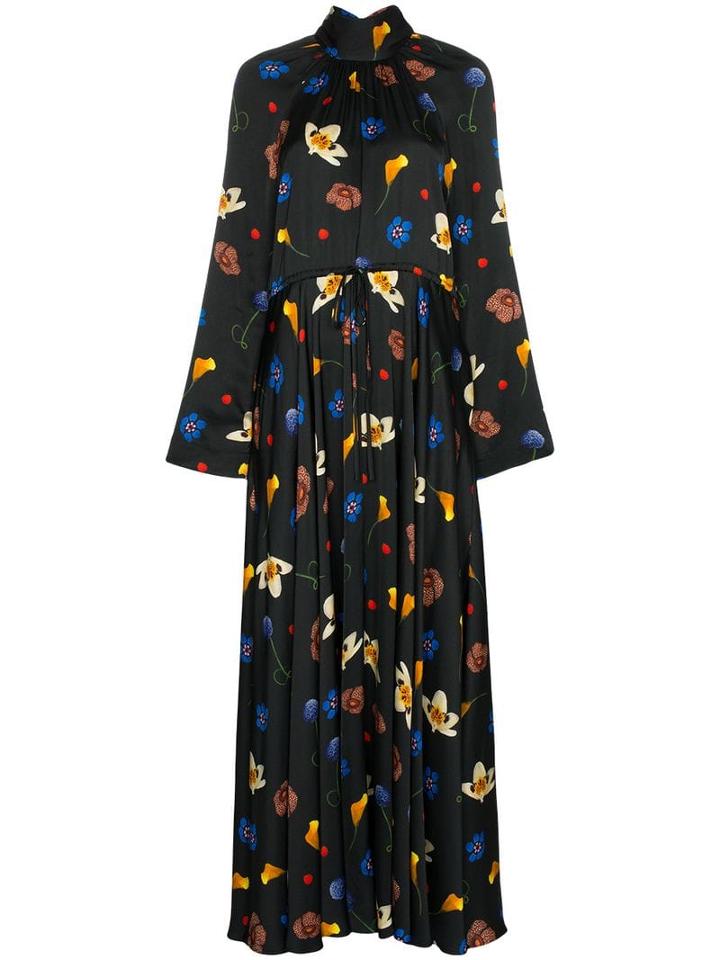 Solace London Akan Floral Print Maxi-dress - Black