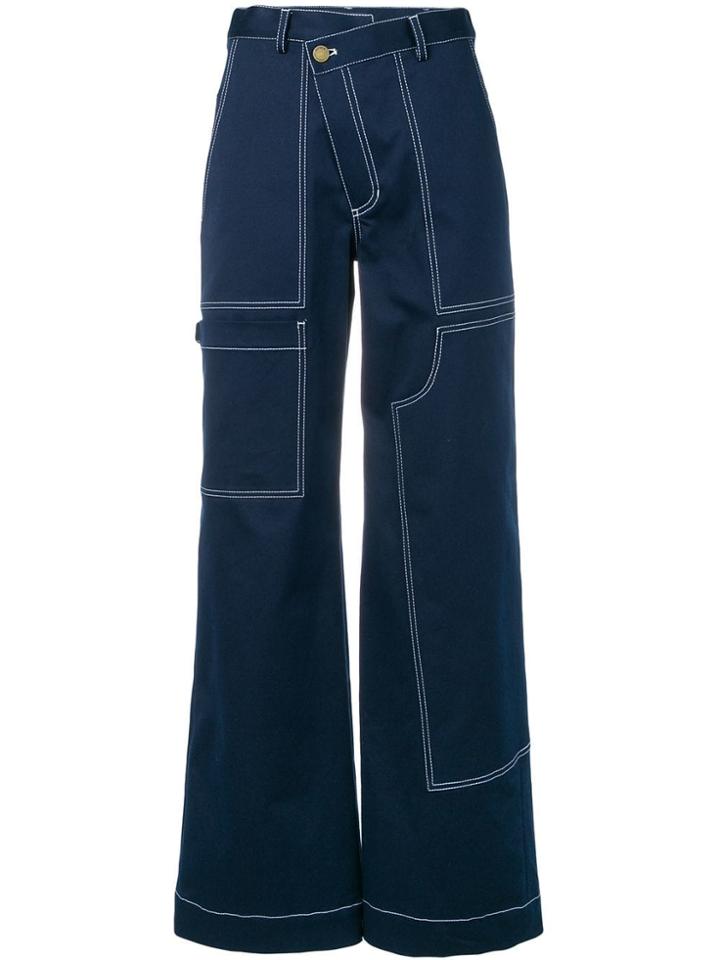 Monse Wide Leg Bootcut Trousers - Blue