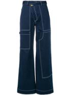 Monse Wide Leg Bootcut Trousers - Blue