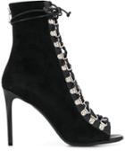 Balmain Lace-up Heeled Ankle Boots - Black
