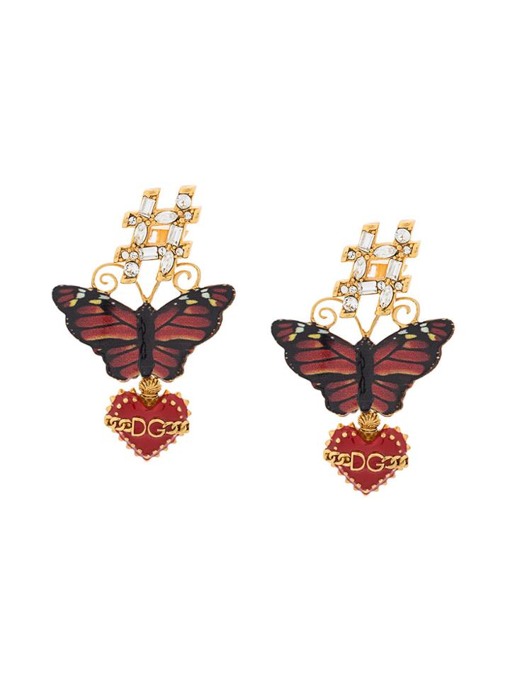 Dolce & Gabbana Butterfly Sacred Heart Drop Earrings