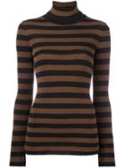 Laneus Striped Roll Neck Jumper, Women's, Size: 42, Black, Virgin Wool