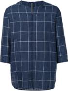 Kazuyuki Kumagai - Checked Shirt - Men - Linen/flax/cotton - 4, Blue, Linen/flax/cotton