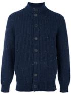 Brunello Cucinelli Flocked Ribbed Cardigan, Men's, Size: 52, Blue, Polyamide/cashmere/virgin Wool