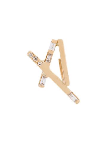 Xiao Wang 14kt Yellow Gold Criss-cross Earring - Metallic