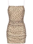 Sandy Liang Lily Leopard Print Fitted Mini Dress - Brown
