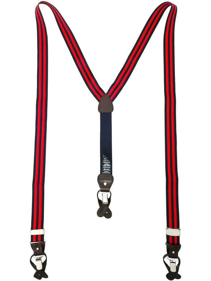 Hackett Striped Braces, Men's, Red, Polyester/spandex/elastane/leather
