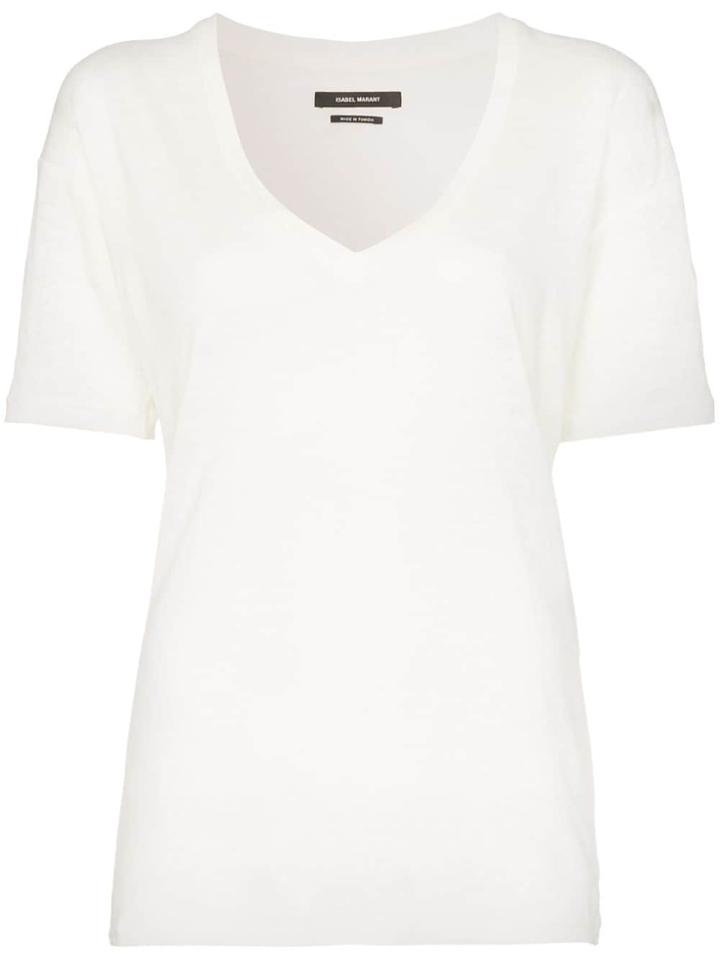 Isabel Marant Maree V-neck Linen Top - White