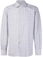 Isaia Checked Shirt, Men's, Size: 18 1/2, White, Cotton