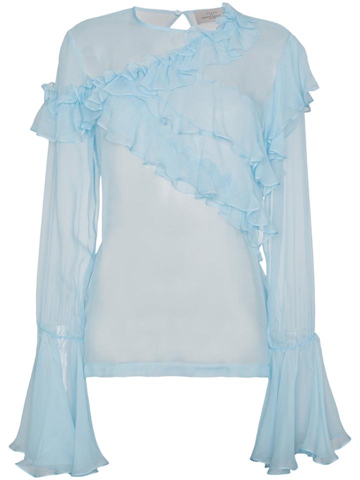 Preen By Thornton Bregazzi Marika Ruffled Silk Blouse - Blue