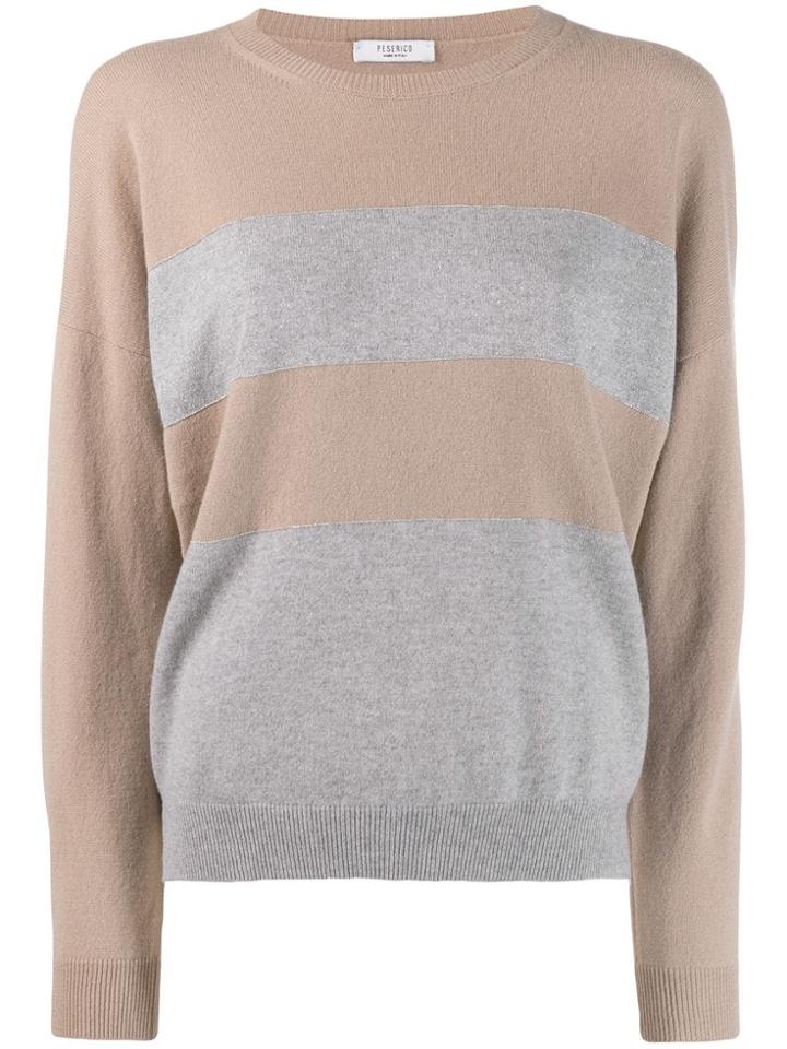 Peserico Striped Knit Jumper - Brown