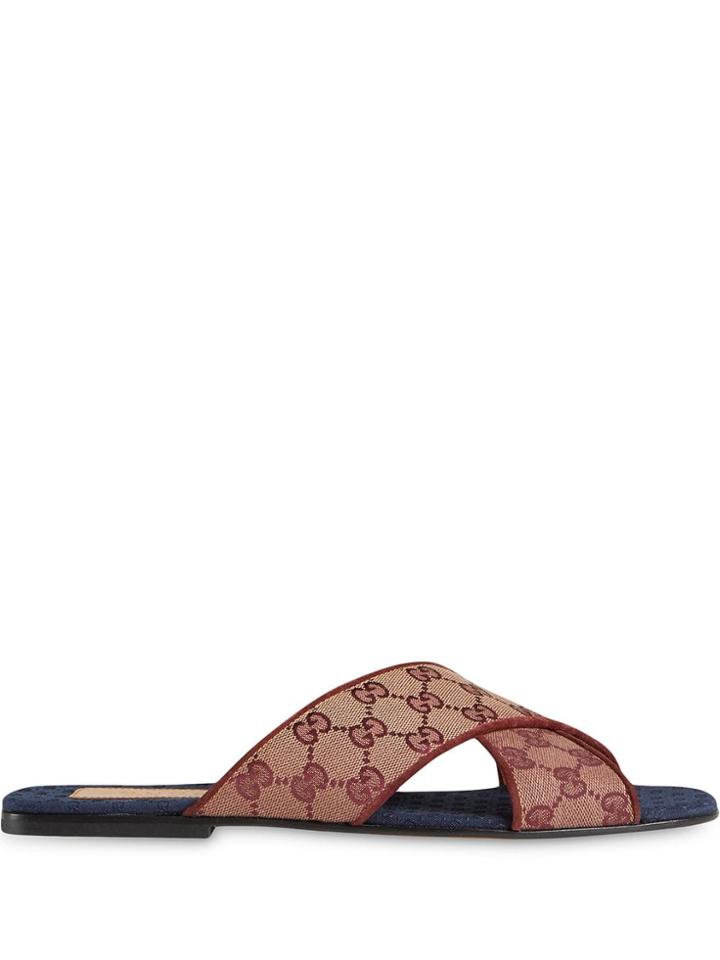 Gucci Men's Gg Canvas Slide Sandal - Red