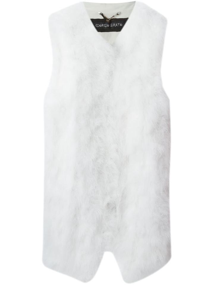 Giorgio Brato Mid-length Vest, Women's, Size: 42, White, Polyester/wool/turkey Feather