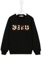 Msgm Embellished Logo Sweatshirt, Girl's, Size: 8 Yrs, Black