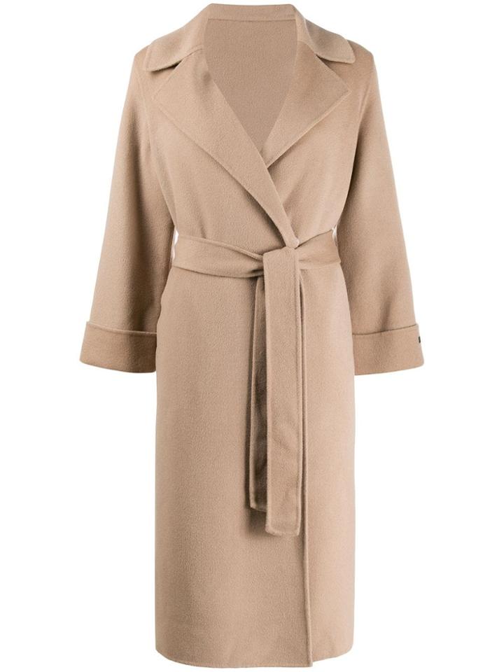 Peserico Belted Midi Coat - Neutrals