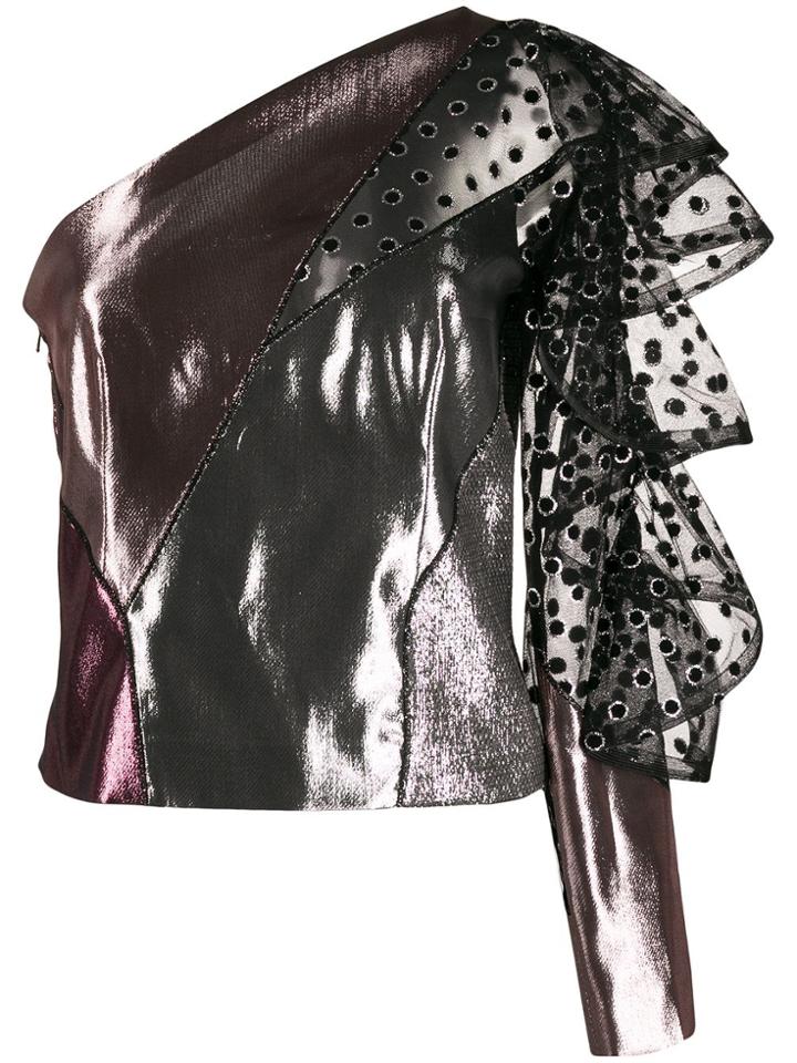 Alberta Ferretti One Shoulder Metallic Top - Pink