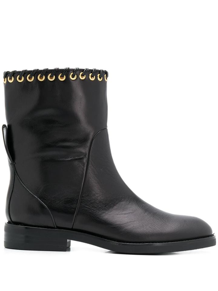 See By Chloé Helen Sierra Eyelet Detail Boots - Black
