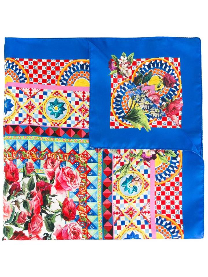 Dolce & Gabbana Mambo Print Scarf, Blue, Silk