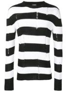 Les Hommes Knitted Striped Sweater - Black