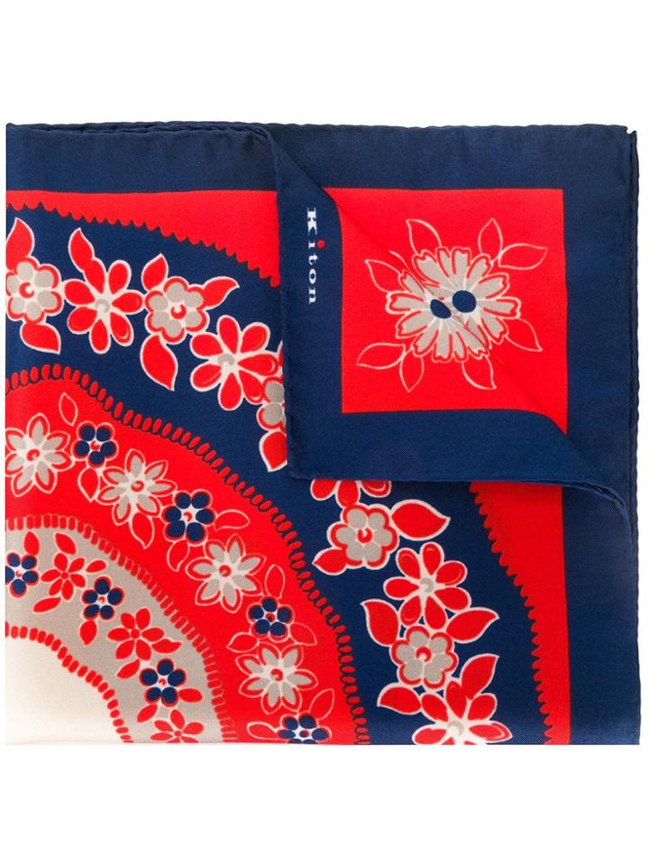 Kiton Floral Print Foulard - Red