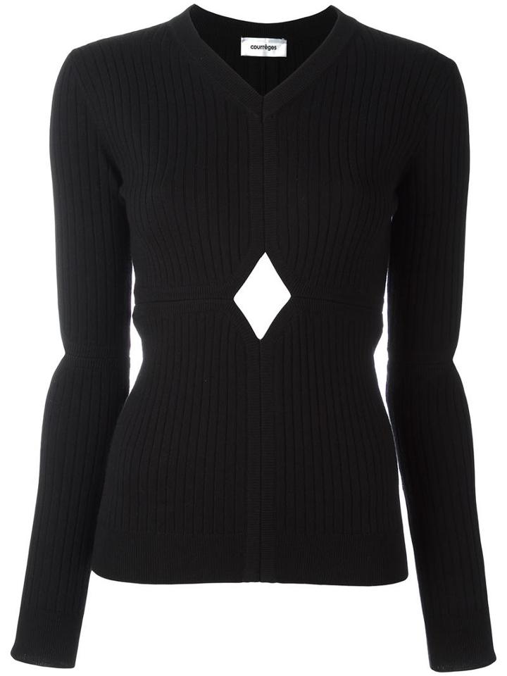 Courrèges Cut-off Detailing Knit Blouse, Women's, Size: 3, Black, Merino/polyamide/spandex/elastane