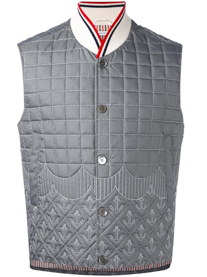 Thom Browne - Waistcoat - Men - Feather Down/nylon/cupro/feather - 3, Grey, Feather Down/nylon/cupro/feather