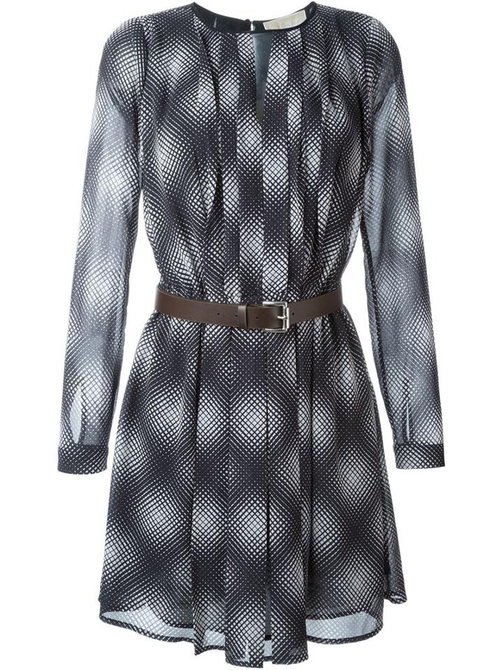 Michael Michael Kors Belted Printed Dress, Women's, Size: Small, Blue, Polyester