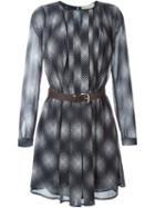 Michael Michael Kors Belted Printed Dress, Women's, Size: Small, Blue, Polyester