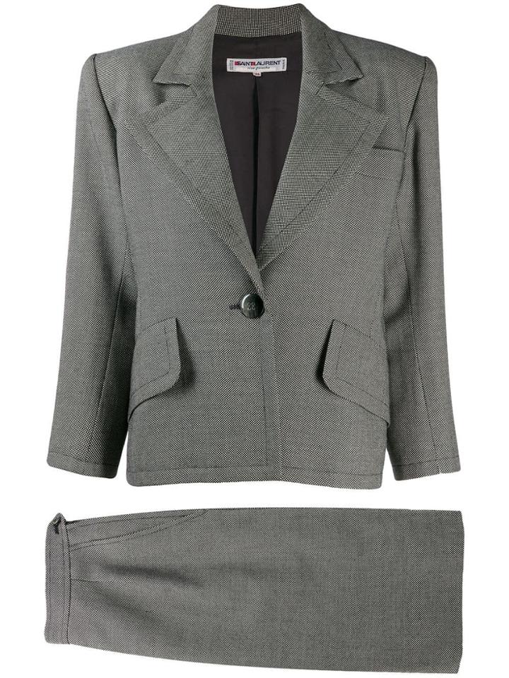 Yves Saint Laurent Pre-owned 1980's Structured Shoulders Blazer - Grey