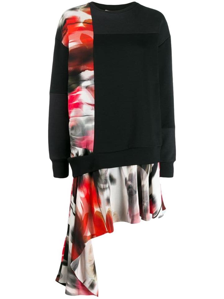 Alexander Mcqueen Asymmetric Sweatshirt Dress - Black