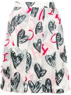 Moschino Heart Print Pleated Skirt - White