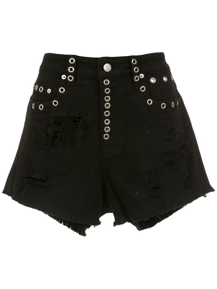 Andrea Bogosian Embellished Denim Shorts - Black