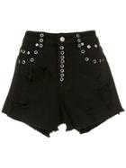 Andrea Bogosian Embellished Denim Shorts - Black