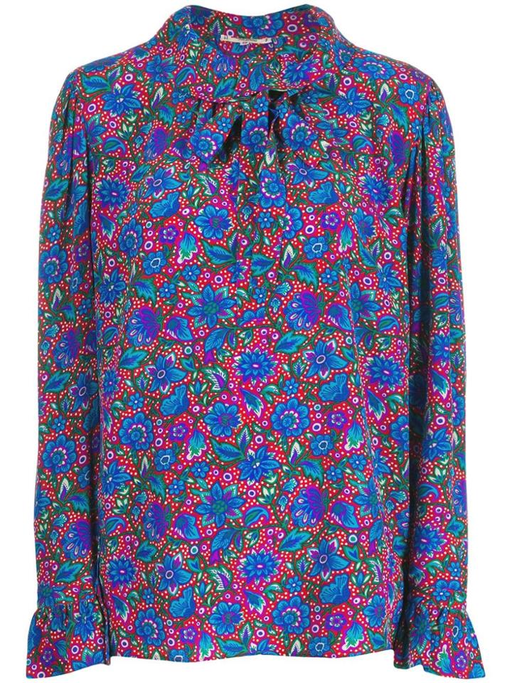 Yves Saint Laurent Pre-owned 1970's Floral Print Blouse - Blue