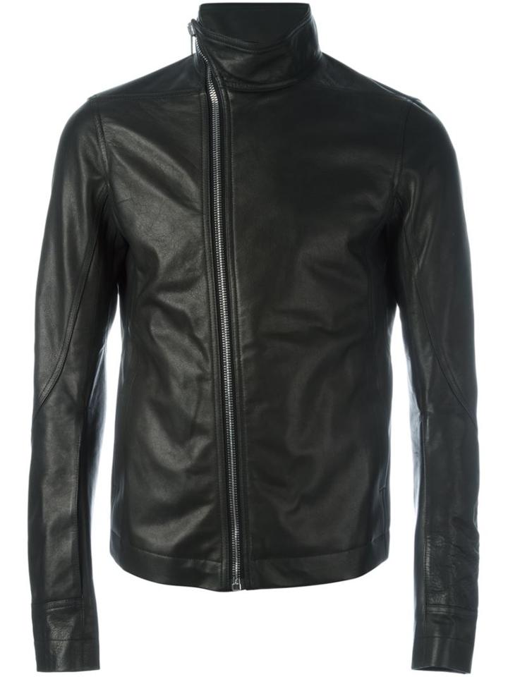 Rick Owens Leather Jacket, Men's, Size: 50, Black, Calf Leather/cotton/cupro