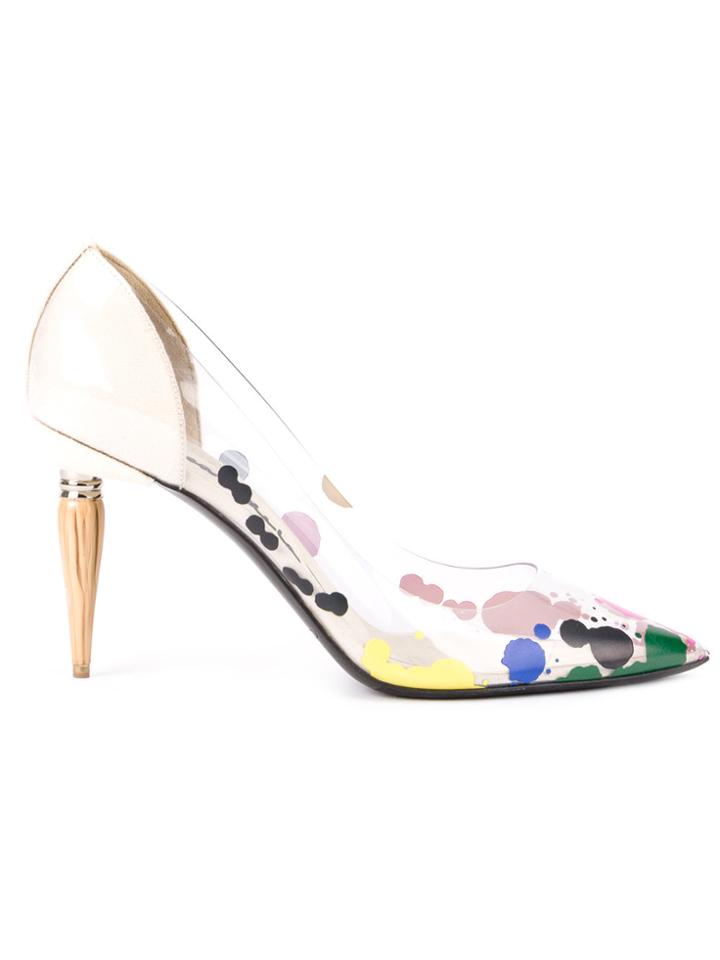 Oscar De La Renta Paint Spatter Stilettos - Nude & Neutrals