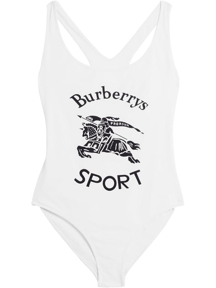 Burberry Archive Logo Print Swimsuit - White
