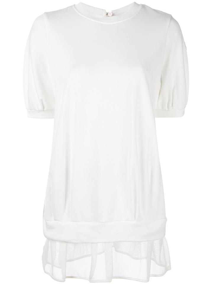 Moncler - Sheer Hem Knitted T-shirt - Women - Cotton/nylon/triacetate - Xs, White, Cotton/nylon/triacetate