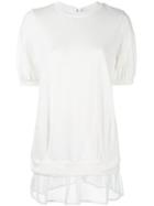 Moncler - Sheer Hem Knitted T-shirt - Women - Cotton/nylon/triacetate - Xs, White, Cotton/nylon/triacetate