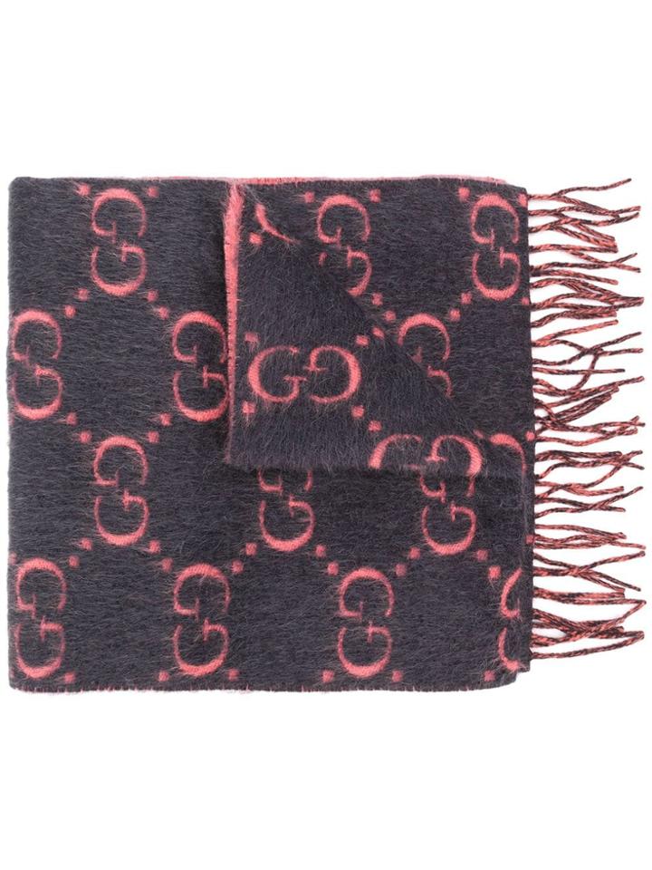 Gucci Gg Supreme Logo Scarf - Grey