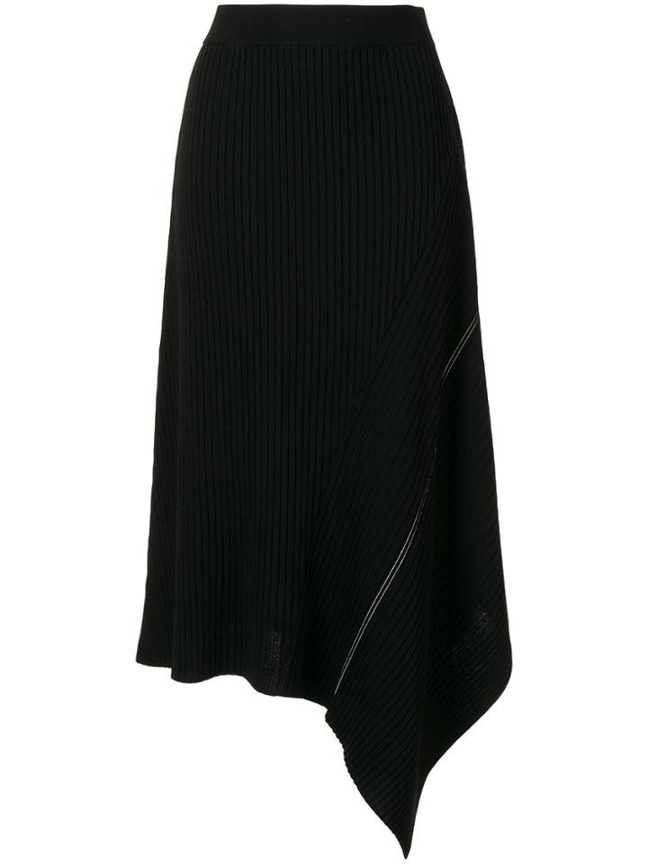 Le Ciel Bleu Asymmetric Ribbed-knit Skirt - Black