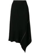 Le Ciel Bleu Asymmetric Ribbed-knit Skirt - Black