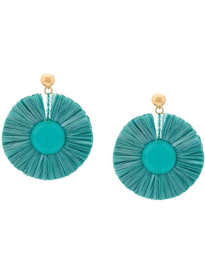 Oscar De La Renta Multi Tiered Tassel Earrings - Green