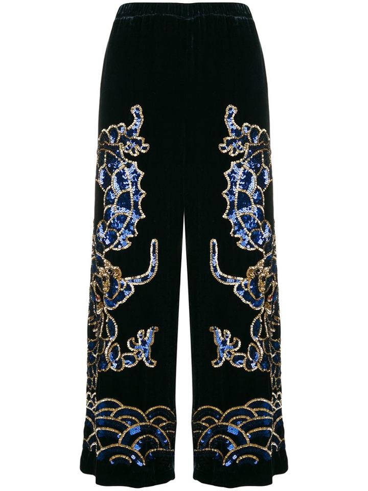 P.a.r.o.s.h. Sequin Embroidery Straight Trousers - Blue